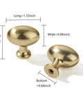 Ten Pack Of 1-3/8 Inch Brushed Brass Cabinet Knobs built hella sturdy with zinc alloy and copper finish shown from the side.