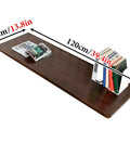 Folding Wall Desk With Solid Wood Board And Two Iron Brackets, 2.8cm Thick, 120x35cm, with books and magazine on top