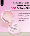 Hema Free Hard Gel Kit 9 in 1 for Nail Extensions and Strengthening, Repair Broken Nails, Includes Flat Brush, 100 Nail Forms, UV LED Lamp, Salon Grade for Pros and DIYers in pink jar, 60g size