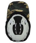 Top view of Skullerz 8945 Universal Bump Cap Gray with flexible two-way design inserted into a camouflage hat brim