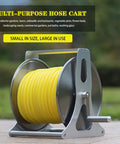 Heavy Duty Portable Hose Reel Cart with Extra Long Water Hose Beefy Stainless Steel Frame Easy Snap Together Setup for yard use.