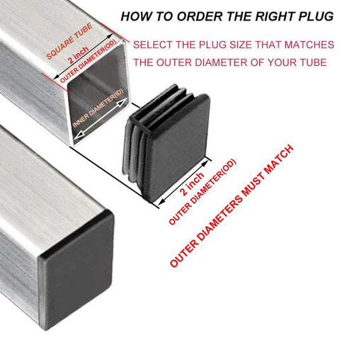 Guide to selecting the right size 8 Pack 2 Inch Square Plastic Plugs For Square Tubing Posts with Inner Diameter 1.85 To 1.90 Inches