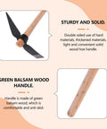 Heavy Duty Gardening Pick Axe With Wooden Handle Do It All Mattock Hand Tool for Digging Weeding Tilling Breaking Soil and Planting Outdoors