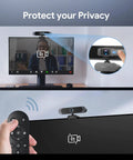 Top Shelf 4K Webcam With 1 2 55 Sony Sensor And 3X Digital Zoom Autofocus Ultra HD 30Fps Computer Camera showing privacy features on a monitor.