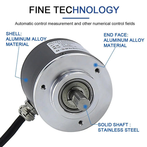 50mm Incremental Rotary Encoder With 8mm Shaft Optical AB Quadrature Two Phase Pro Grade High Resolution PPR Options 10 1024 3600
