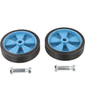 Wicked Smooth Five Inch Caster Wheels For Air Compressor silent shockproof replacement casters, featuring blue wheels and secure mounting bolts.