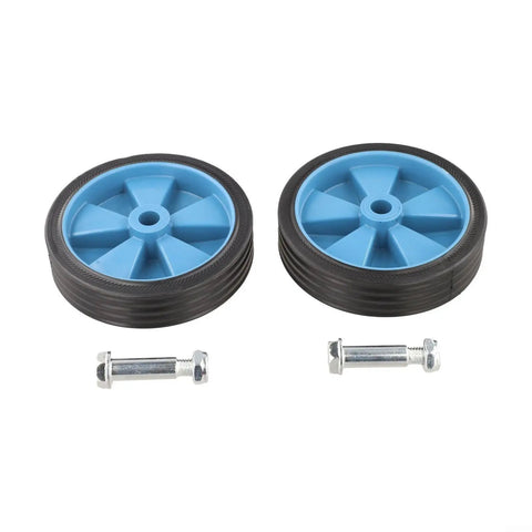 Wicked Smooth Five Inch Caster Wheels For Air Compressor silent shockproof replacement casters, featuring blue wheels and secure mounting bolts.