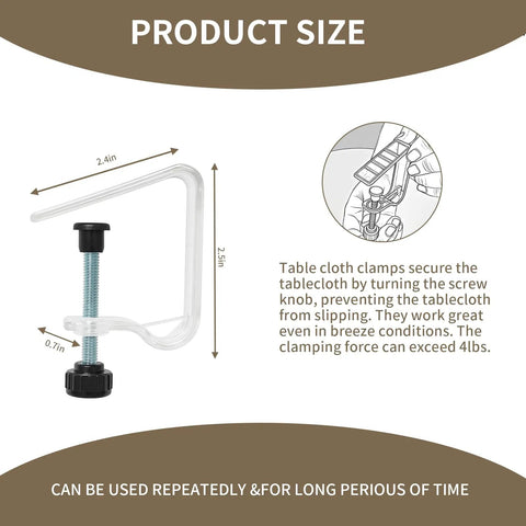 Clear Tablecloth Clips That Grip Tight No Slip For Tables From 0.4 To 1.96 Inch Thick 12 Pack Easy To Install Damage Free