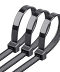 Black nylon 24-inch cable ties, pack of 50, 200 lbs tensile strength, UV resistant, for electrical wiring and DIY projects.
