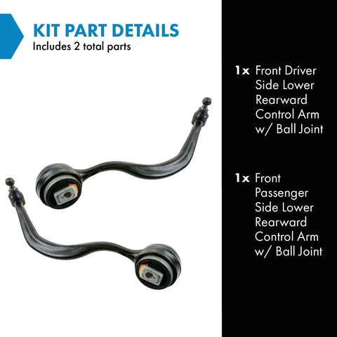 Front Left And Front Right Lower Control Arm With Ball Joint Set Two Piece Kit For Auto Suspension Upgrade Durable Steel Arms Beefy Ball Joints Easy Bolt On Direct Fit Replacement, 2-piece kit
