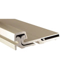Close-up of Piano Hinge Three Sixteenth Inch Wide Continuous One Hundred Eighty Degree Aluminum Door Hinge For One And Three Quarter Inch Thick Doors Durable Non Handed Tough As Nails showing aluminum construction.