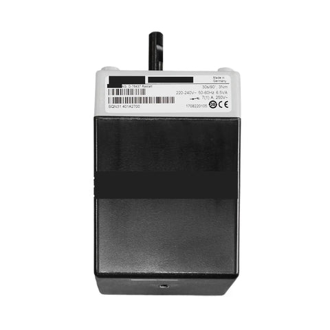 Dead Simple Swap Replacement Damper Actuator SQN30.401A2700 SQN30.402A2700 SQN30.111A2700 SQN31.401A2700 black actuator unit with label for heavy duty vehicles.