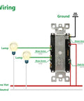 Wiring diagram for Two Pack Double Toggle Light Switch 15 Amp 120 Volt, Two In One Combination Switch, space saving design, ETL listed