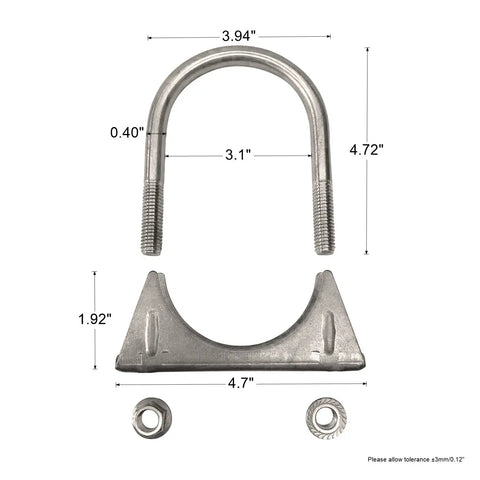 Beefed Up 3 Inch Stainless Steel U Bolt Muffler Clamp With Saddle Design And Reinforced Ribs For 3 Inch Exhaust Pipes
