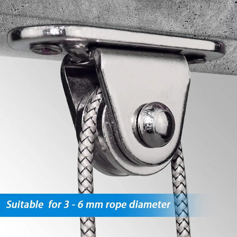 Beefy Heavy Duty Fixed Pulley Block Wheel Set For Cord Handling Silent Wall Or Ceiling Mount Pulleys 176 Lb Load Capacity