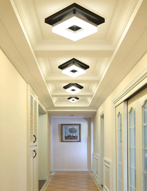 8 Inch Flush Mount LED Ceiling Light 12W Modern Square Black Fixture With Three Color Temperatures in hallways