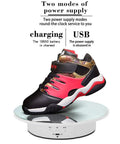 Qinmay 360 Degree Electric Rotating Turntable Display Stand showcasing a shoe on a white mirror surface, 7.8 inch, heavy duty.