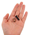 Hand holding Wood Furniture Screws And Threaded Inserts Kit For Solid Hidden Installations In Home Furniture Assembly With Long Screws