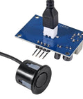 Two Pack Waterproof Ultrasonic Distance Sensor Module V3.0 For Arduino 21 To 600 Cm 3mm High Precision Sealed Waterproof Probe For Outdoor Use Great For Car Reversing Security Systems And Industrial Projects shown with electronic board and probe