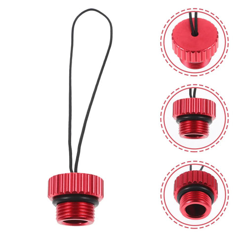 Red Air Tank Valve Cover Dust Plug Protector Cap For Scuba Regulators And Threaded Gas Bottles with strap detail