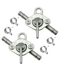 Three Sixteenth Inch Inline Fuel Shut Off Valve With Clamps for Mini Bikes ATVs Go Karts Scooters and Dirt Bikes, 2 valves, 4 clamps.