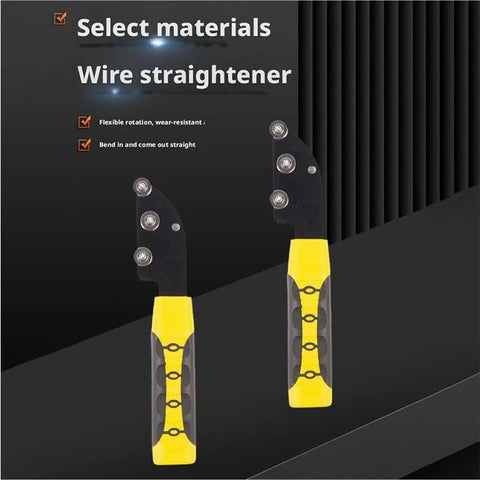 Pro Cable Straightener Tool With No Slip Handle For Easy Wire Untwisting And Bending Manual Precision Looper Device For Electricians And Hvac Pros To Tame Messy Wires Fast On The Job Site, showing flexible wire straightener with ergonomic yellow and black grip.