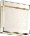 Mythical Square LED Wall Sconce 3000K In Polished Nickel With Bubble Glass, Solid Aluminum Frame, ADA Compliant, ELV Dimmable
