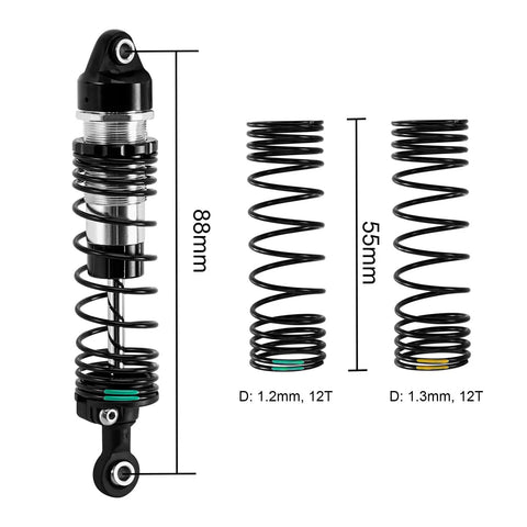 88mm Oil Shocks With Progressive Springs For 1/16 Mini Maxx Mini XRT RC Car, Adjustable Dampers With CNC Aluminum Bodies
