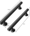 4 Inch Matte Black Cabinet Pulls Pack Of 2 Heavy Duty Solid Hardware shown with measurements for kitchen and bathroom use