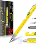9 In 1 Multi Tool Pen Set For Men And Women Stocking Stuffers Gift Idea For Dad Husband Boyfriend Grandpa Christmas Birthday Yellow Handy Everyday Carry With 9 Tools Built In For Quick Fixes On The Go, shown with packaging and tools