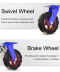 Heavy Duty Swivel Caster Wheels Set Of 4 Rolling Like A Dream With Dual Locking Brakes, showing a swivel and brake wheel design.
