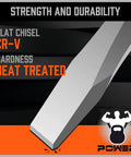 Flat chisel from Shop Tested Heavy Hitter Punch And Chisel Set Featuring 28 Kickass Chrome Vanadium Pieces for durability.
