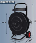 Heavy Duty Banding Cart And Dispenser For 8x8 And 16x16 Strapping, Built In Tool Tray For Seals And Tensioner, Durable Black Frame, Compatible With Steel, Poly, PET And Fiber Straps, product size 102 cm