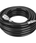 Total Game Changer 7.5 Meter PVC Air Hose Kit With Lightning Fast Quick Connect Fittings For Pneumatic Tools And Air Compressor Units Legit High Quality Built Solid For Tough Auto Repair Home Maintenance And DIY Projects Anywhere black coiled hose