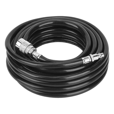 Total Game Changer 7.5 Meter PVC Air Hose Kit With Lightning Fast Quick Connect Fittings For Pneumatic Tools And Air Compressor Units Legit High Quality Built Solid For Tough Auto Repair Home Maintenance And DIY Projects Anywhere black coiled hose
