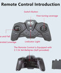 Remote Control Helicopter Toy For Kids 2 Channel RC Helicopter controller with labeled buttons and battery compartment.