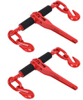 Ratcheting Chain Binders With Grab Hooks 1/4-5/16 Inch, 2,200 LBS Working Load, Heavy Duty Adjustable Length Tie Down Binders, 2 Pack