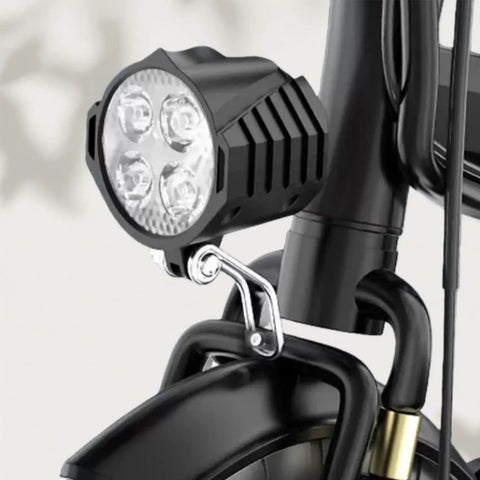 Ultra Bright 12W 300 Lux E Bike Front Headlight With 2 Pin Waterproof Connector mounted on bike