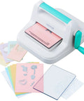 All In One Manual Die Cutting And Embossing Machine For Scrapbooking And Card Making, Starter Kit With 6 Inch Opening, shown with accessories