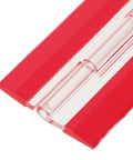 Close-up of Self Adhesive Acrylic Folding Corner Hinge showing clear and red acrylic design in 4 pack for screens and cabinets DIY use