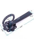 Black Wrought Iron Floral Ring Pull Gate Latch For Fence And Door With Mounting Hardware Dual Direction Opening Rust Resistant