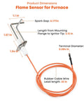 Flame Sensor Igniter Sensing Rod Replacement For Furnace Direct Spark Ignition Compatible With Rheem 62-24164-01 dimensions diagram