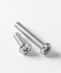 Two M5 x 25mm flat head hex socket cap screws on white background; part of 20 pack, 304 stainless steel, hex drive, fully threaded.