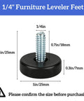 1/4 inch furniture leveler foot with galvanized steel rod and black base, part of Kick The Wobble With Legit Heavy Duty Adjustable Furniture Levelers.