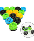 40 Pc Plastic Vehicle Wheels With 20 Pc Metal Axles For RC Cars Trucks Drones Robots Helicopters Diy Model Toys Building Accessories Mix Colors 1.38 Inch Diameter Wheels And 3.94 Inch Long Shafts colorful wheels
