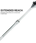 Extendable 3/4 Inch Drive Ratchet Handle With 24 Tooth Reversible Ratcheting Extends From 24 To 39 3/4 Inches Beefy Heavy Duty Wrench