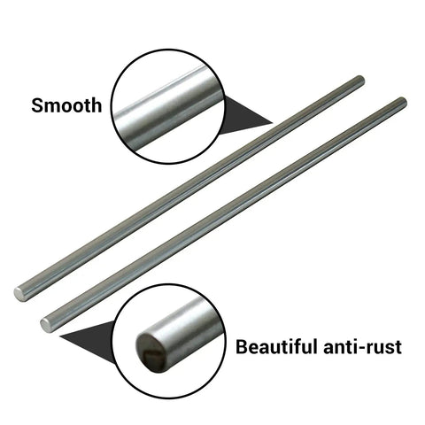 Pro Grade 2 Pack 10mm By 600mm Linear Motion Rods Chrome Plated Case Hardened Shafts showing smooth anti-rust finish