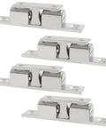 Stylish Solid Brass Cabinet Latches With Adjustable Ball Tension And Double Roller Catch Design For Closet Doors And Furniture, Easy Install Silver 4 Pack Kit, showing four latches in silver finish.