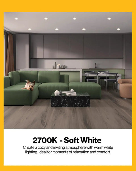 Living room with 10 Pack BR20 LED Dimmable Bulbs For Recessed Can Lights, 550 Lumen, 7W 50W Equivalent, 2700K Soft White