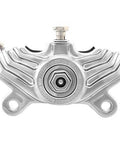 Rear Vintage Style Brake Caliper With 4 Piston Internals For Rigid Frame Chrome Finish CNC Machined Fins Front View